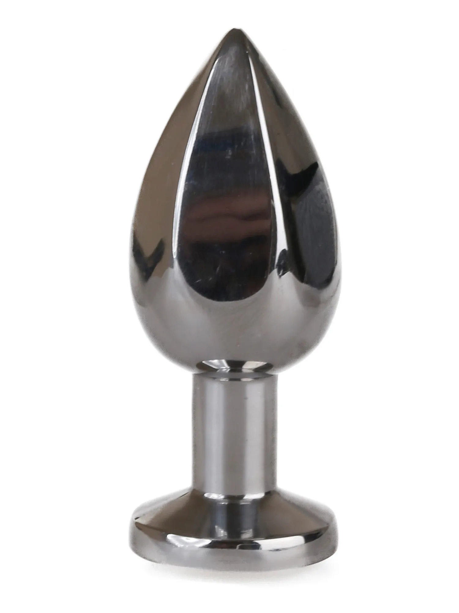 6 Sided Medium Metal Butt Plug with Clear Jewel