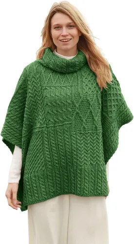 Carraig Donn 100% Irish Merino Wool Patchwork Aran Cowl Cape.