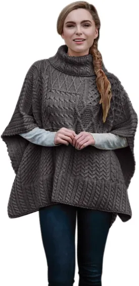 Carraig Donn 100% Irish Merino Wool Patchwork Aran Cowl Cape.