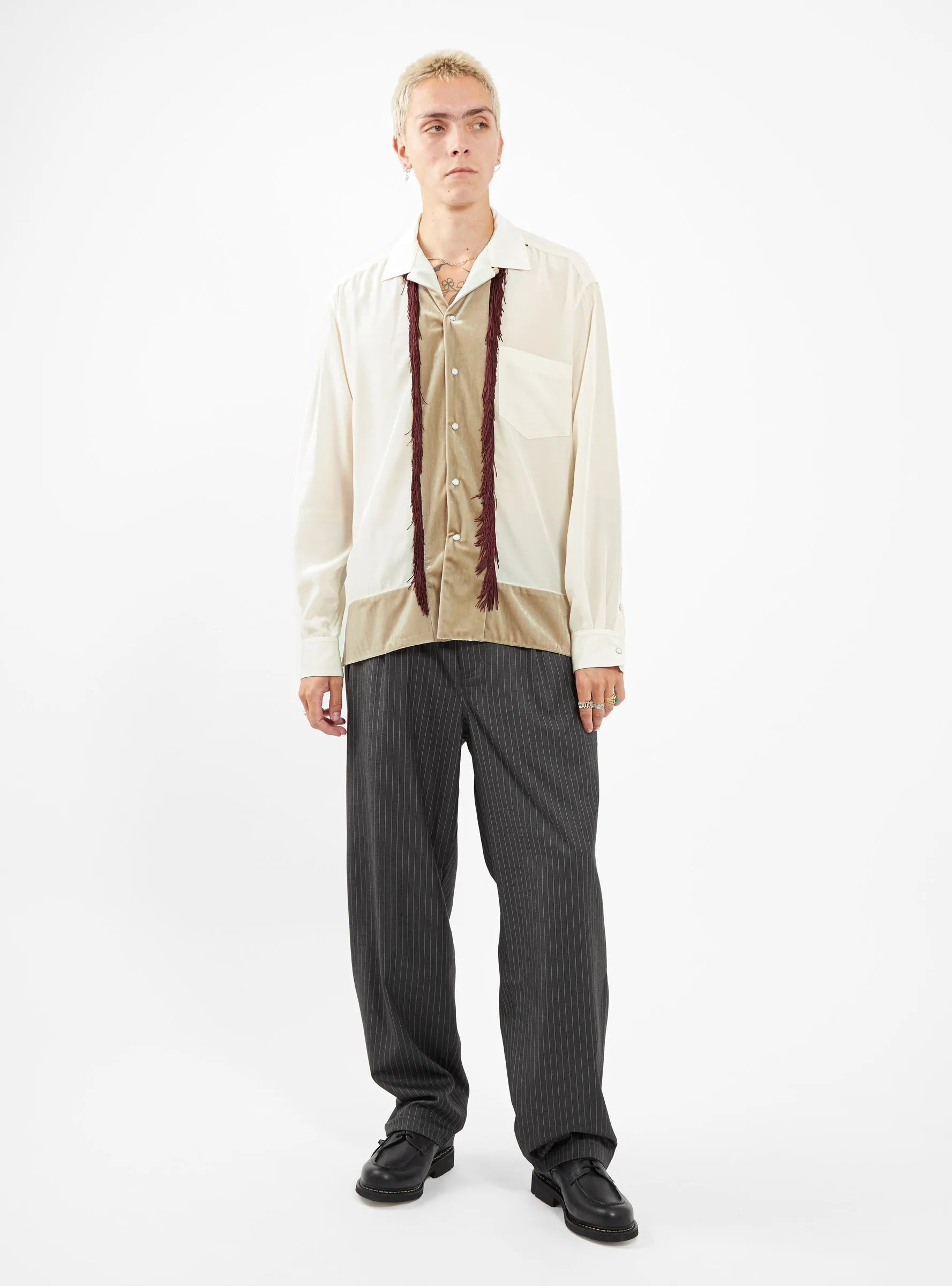 Chambray Velour Shirt Beige