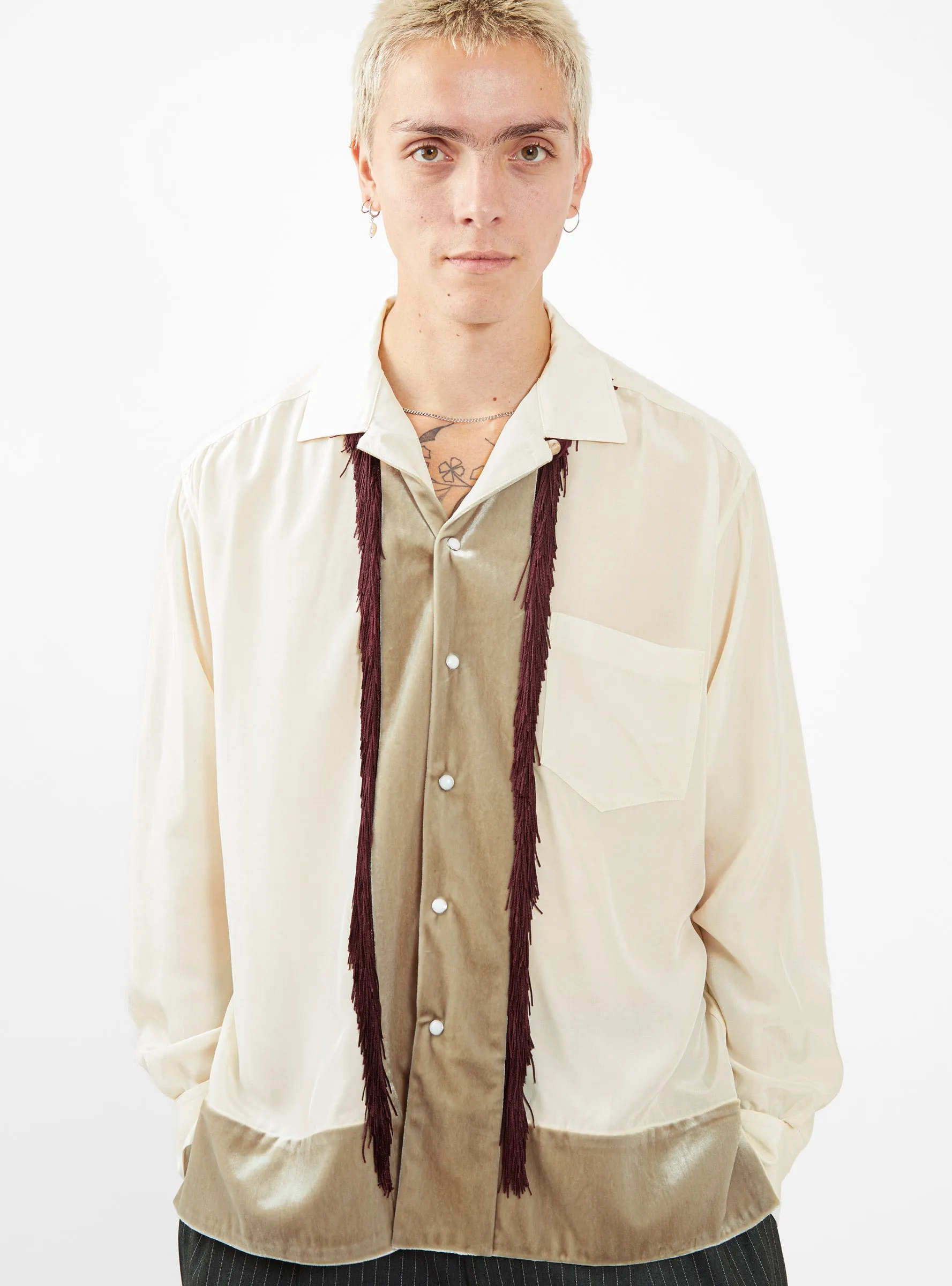 Chambray Velour Shirt Beige
