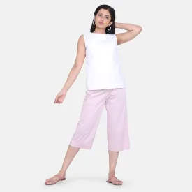 Comfortable Baby Pink Dot Pattern Cotton Silk Culottes