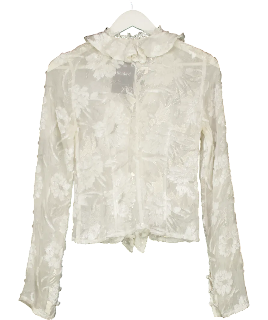 Coperni Cream Ruffled Silk Top UK 6