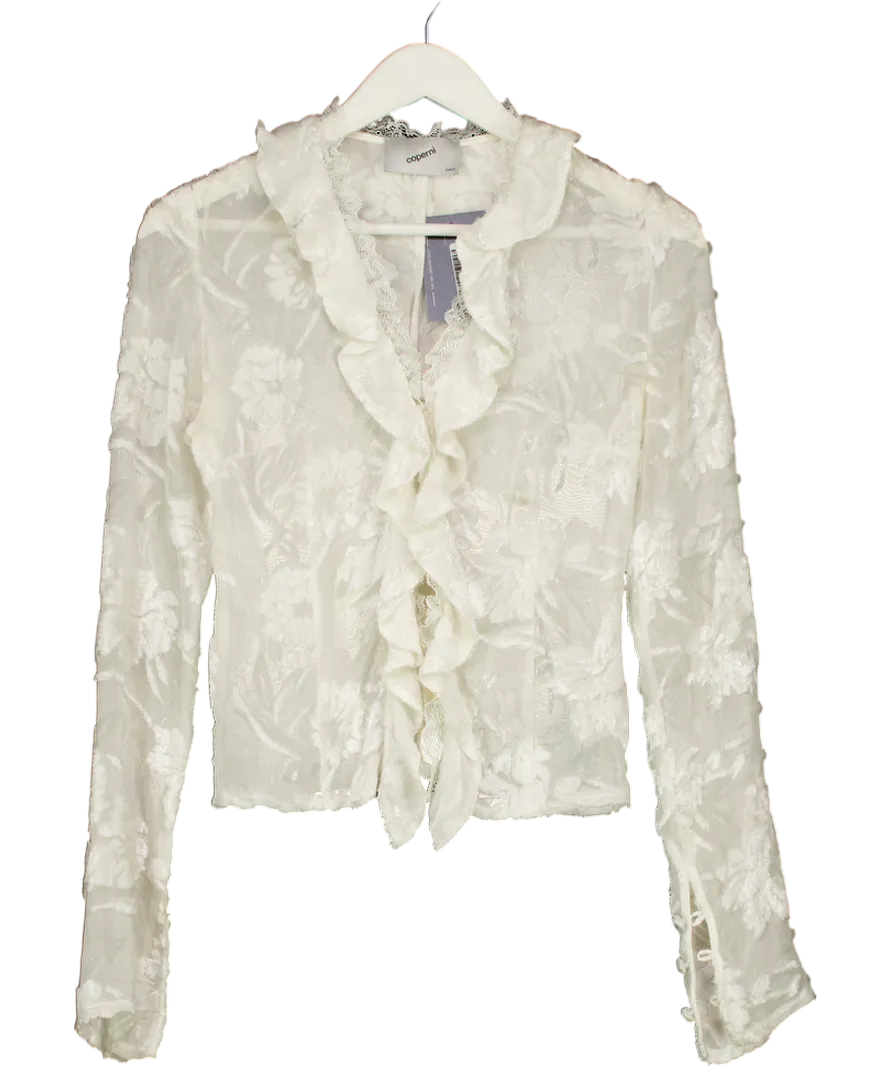 Coperni Cream Ruffled Silk Top UK 6