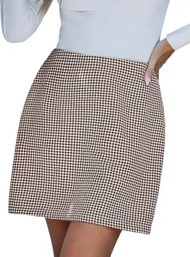 CUPSHE Women's Plaid High Waist Bodycon Pencil Mini Skirt