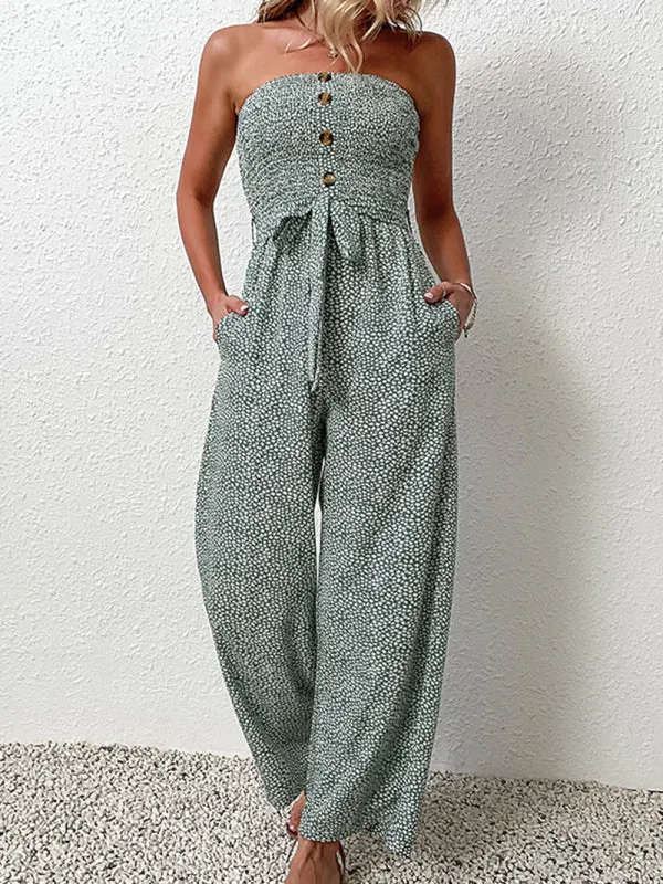 European and American women's holiday leopard print one-piece jumpsuit
