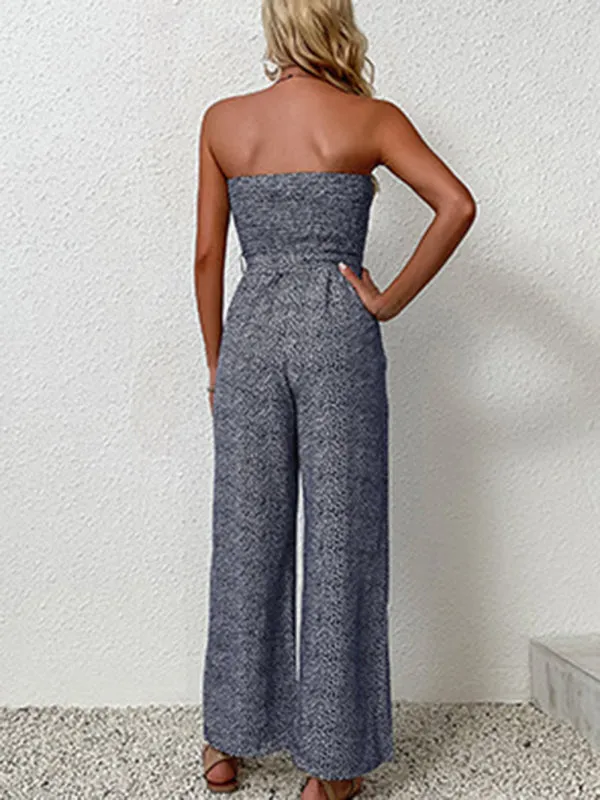 European and American women's holiday leopard print one-piece jumpsuit
