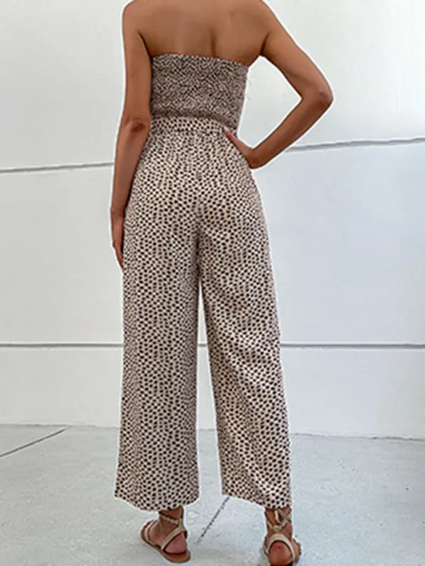 European and American women's holiday leopard print one-piece jumpsuit
