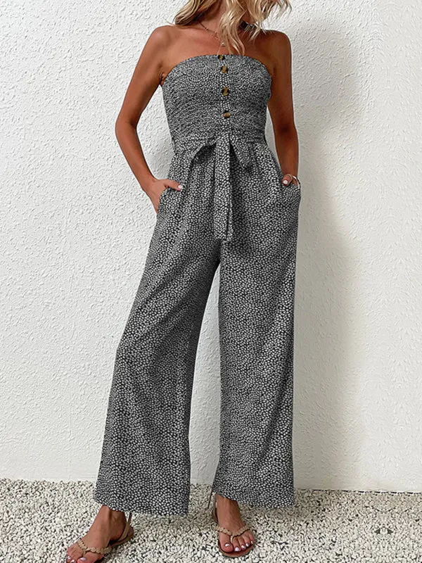 European and American women's holiday leopard print one-piece jumpsuit
