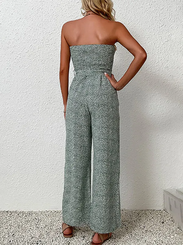 European and American women's holiday leopard print one-piece jumpsuit