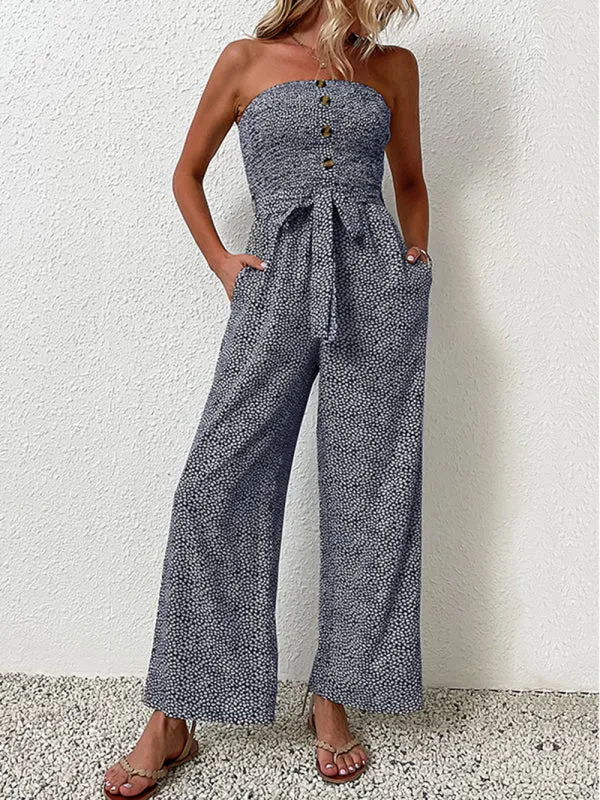 European and American women's holiday leopard print one-piece jumpsuit