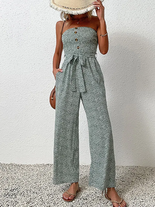 European and American women's holiday leopard print one-piece jumpsuit