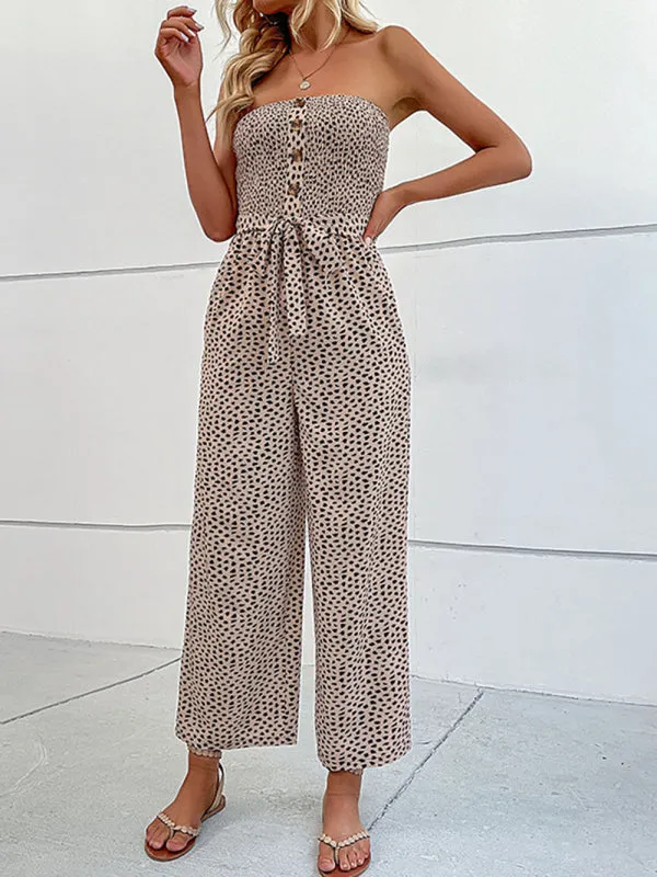 European and American women's holiday leopard print one-piece jumpsuit
