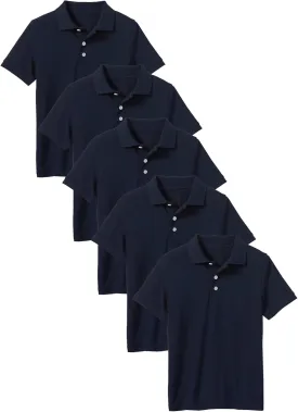 Galaxy by Harvic 5-Pack School Uniform Tagless Polo Tshirt for Little Boys & Big Boys