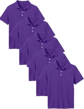 Galaxy by Harvic 5-Pack School Uniform Tagless Polo Tshirt for Little Boys & Big Boys