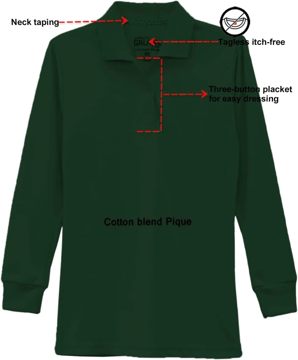 Galaxy by Harvic Girls Long Sleeve Polo Shirts School Uniform Shirt