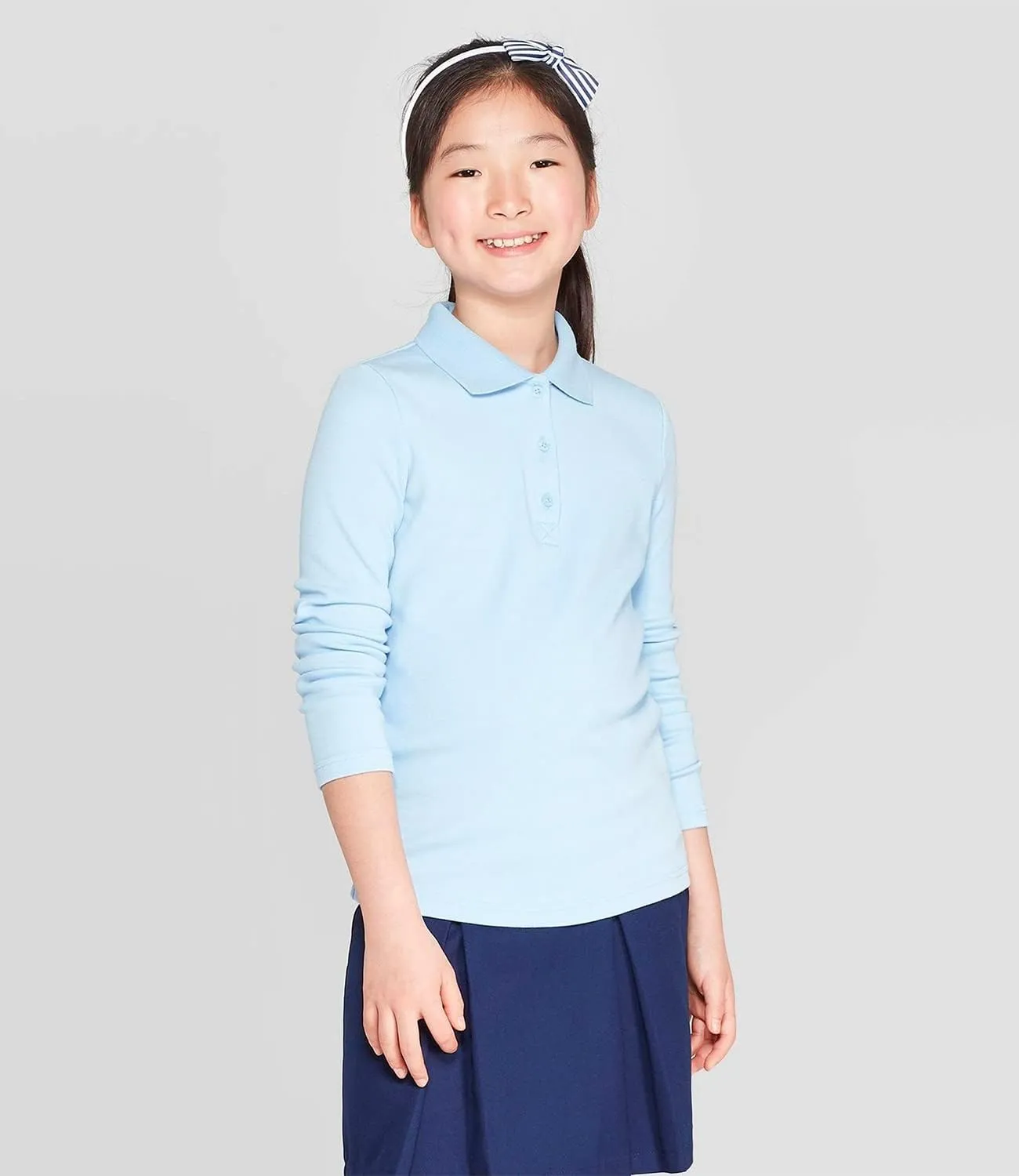 Galaxy by Harvic Girls Long Sleeve Polo Shirts School Uniform Shirt