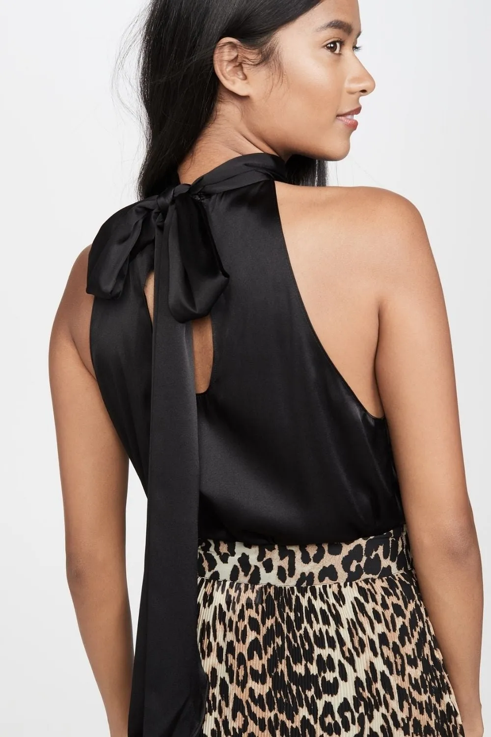 Halter Neck Black Satin Top