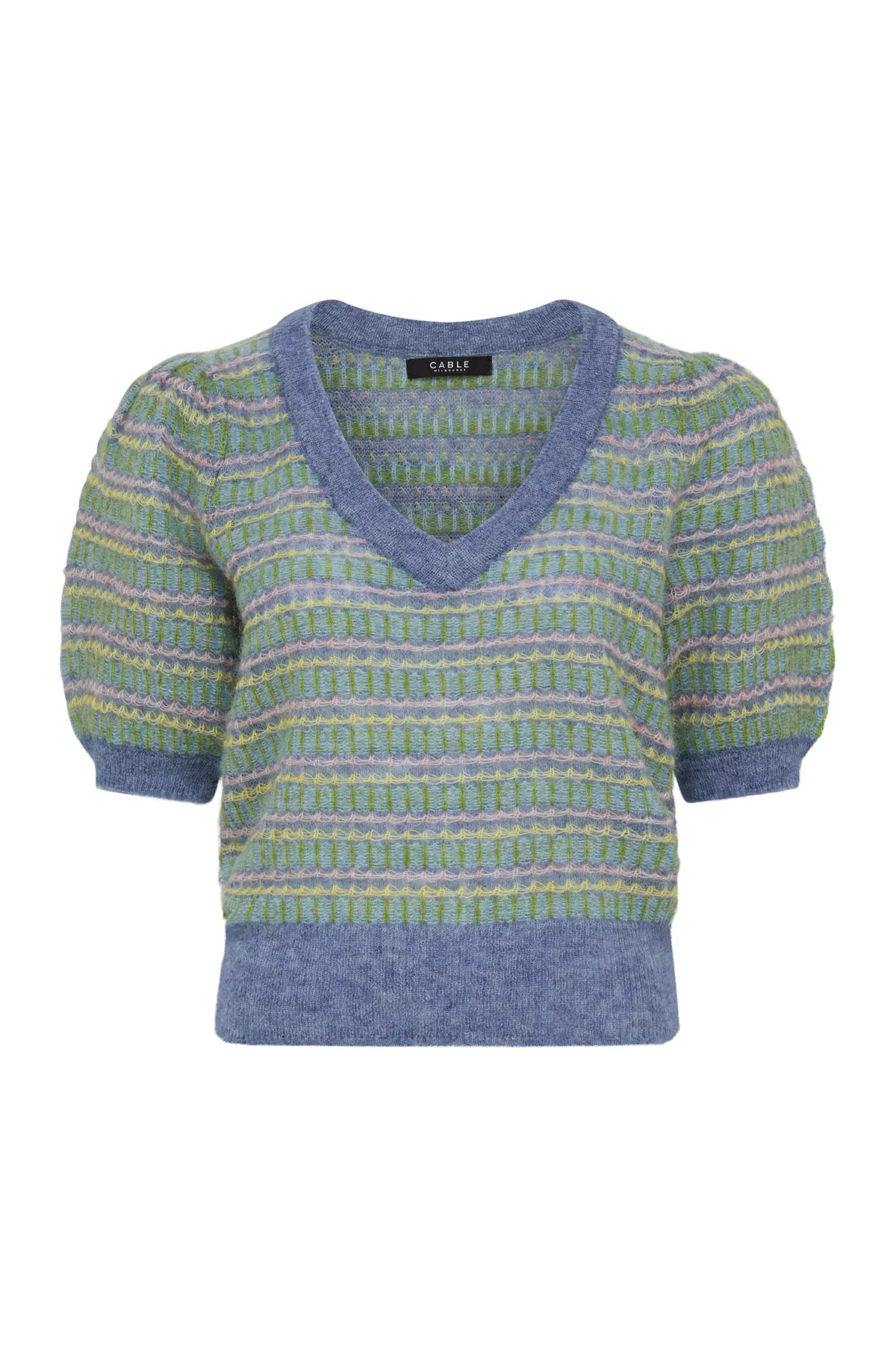 Mohair Crochet Tee - Multi Stripe