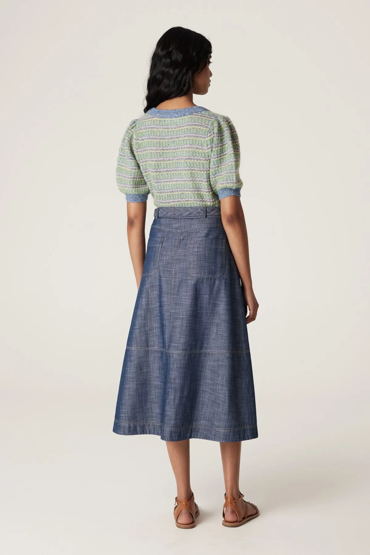 Mohair Crochet Tee - Multi Stripe