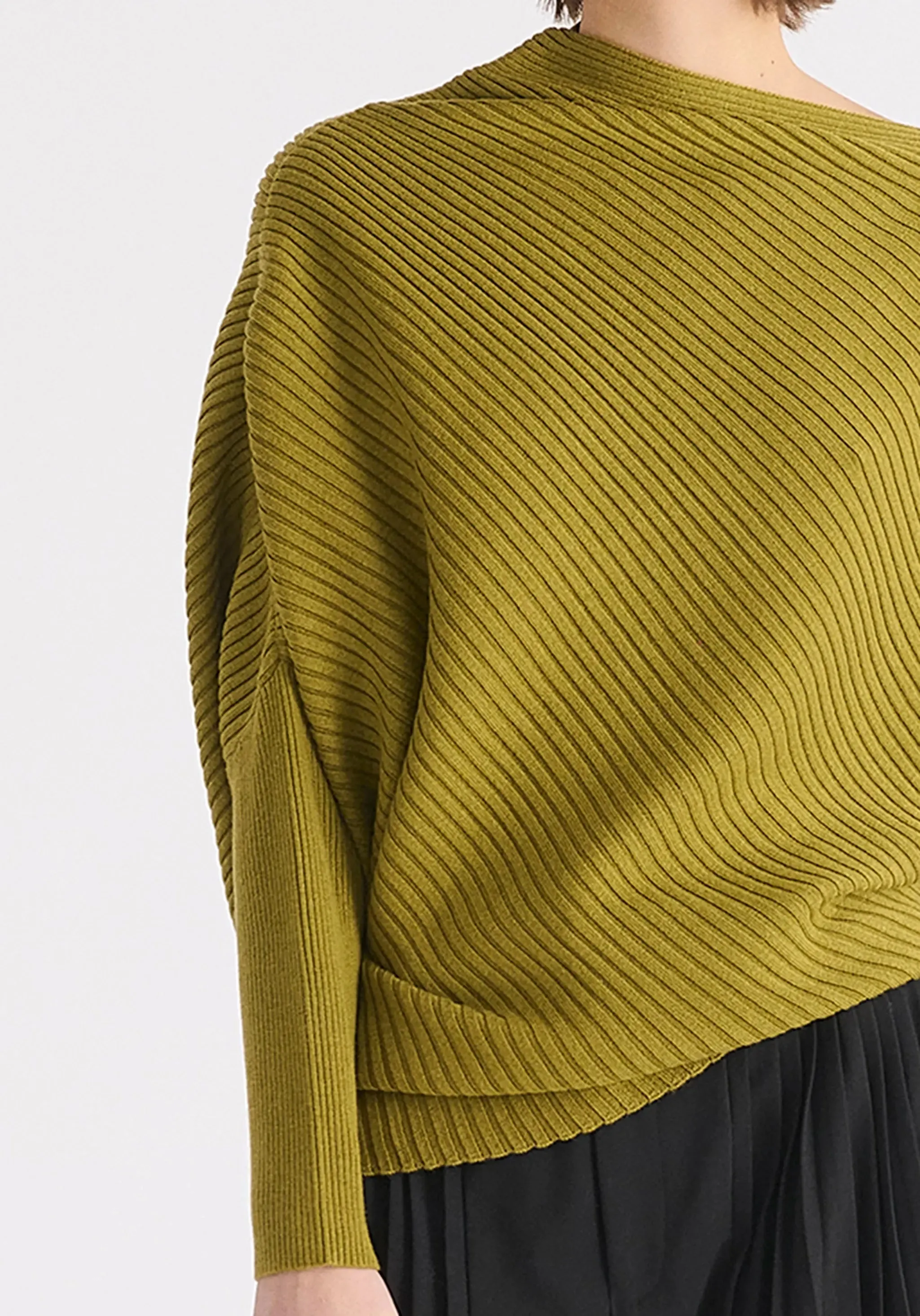 Olive Draped Knitted Jumper