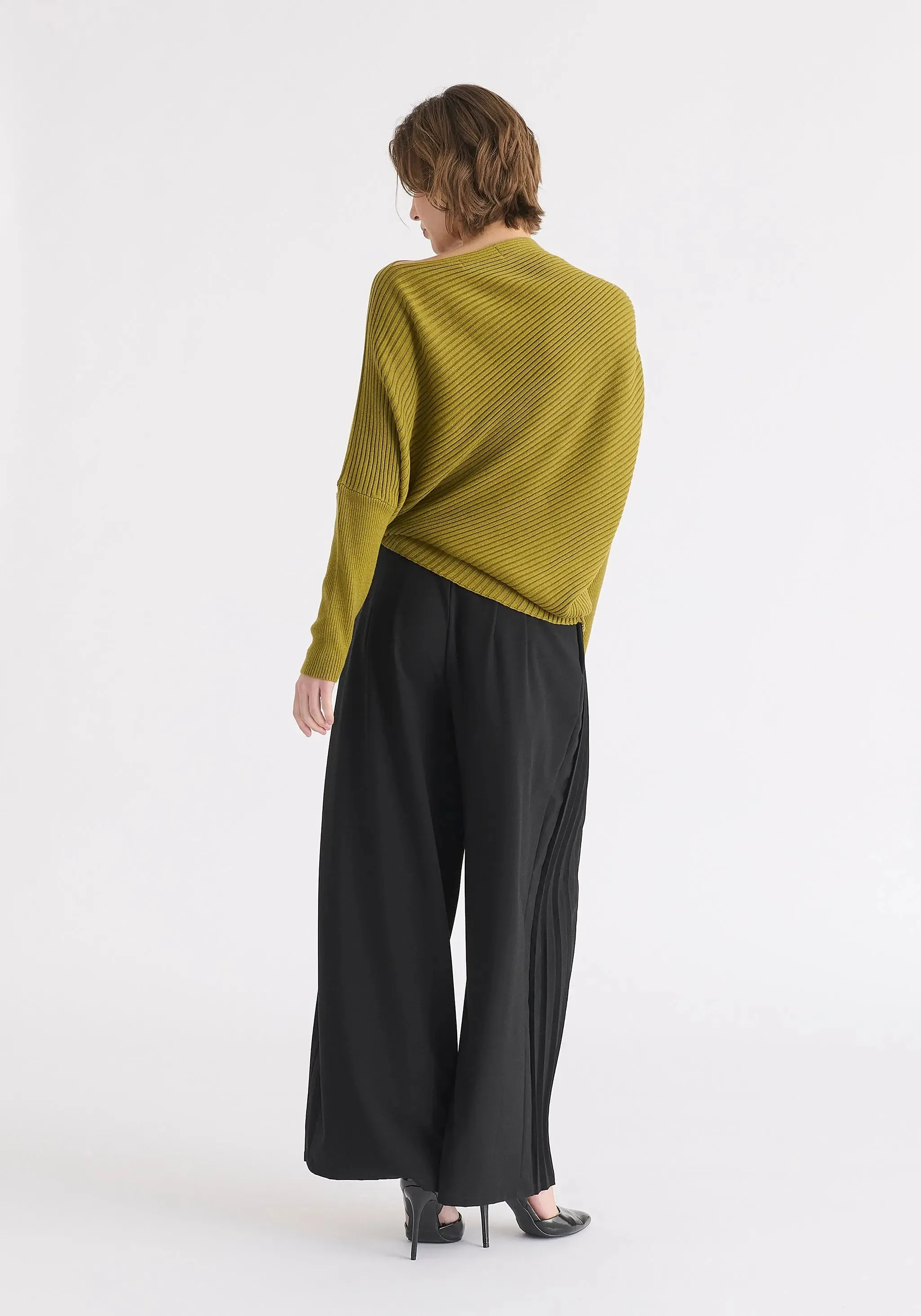 Olive Draped Knitted Jumper