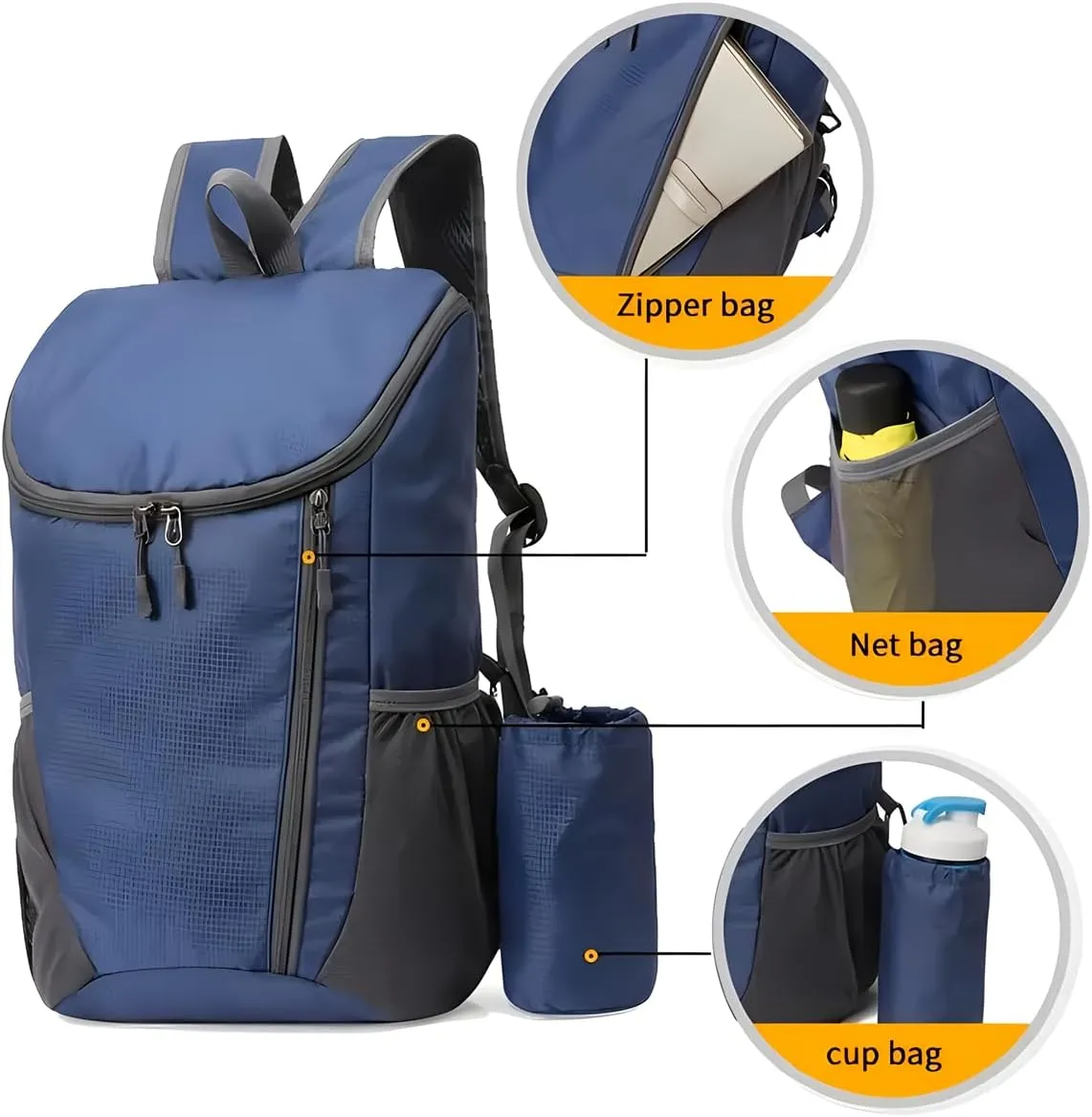 Portable Foldable Backpack Folding Mountaineering Bag, Ultralight Outdoor Cycling Rucksack, Travel Hiking Knapsack (Black)