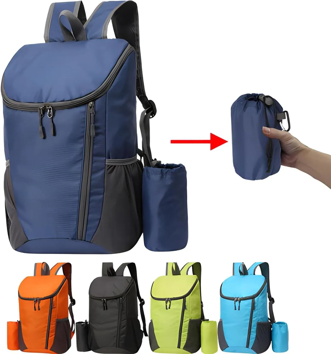 Portable Foldable Backpack Folding Mountaineering Bag, Ultralight Outdoor Cycling Rucksack, Travel Hiking Knapsack (Black)