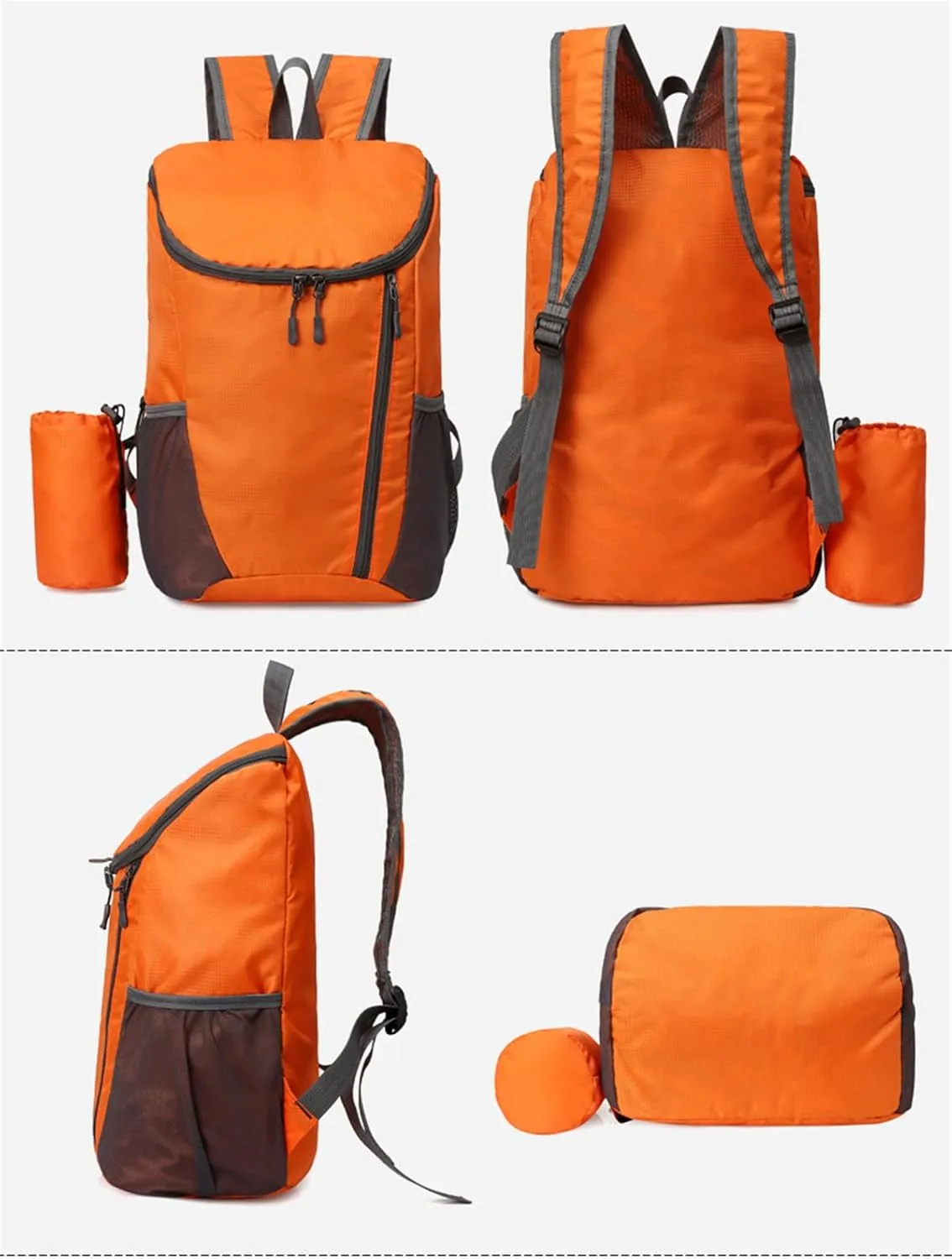 Portable Foldable Backpack Folding Mountaineering Bag, Ultralight Outdoor Cycling Rucksack, Travel Hiking Knapsack (Orange)