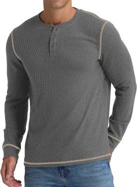 RQP Mens Henley Long Sleeve Waffle Knit Tee Fashion Button Fall Shirts