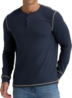 RQP Mens Henley Long Sleeve Waffle Knit Tee Fashion Button Fall Shirts