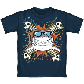 Shark Sunglasses (Glow in The Dark) Youth Tee Shirt (Large 10-12