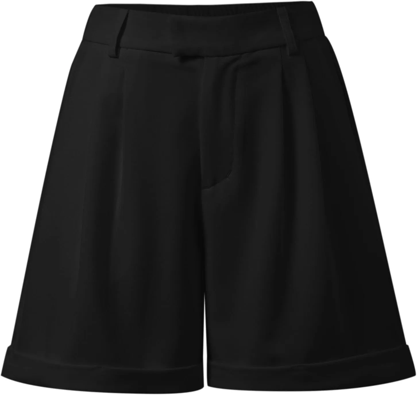 Shorts for Women Dressy Casual Summer Elastic Waist in The Back Pleated Wide Leg Tailored Work Trouser Shorts