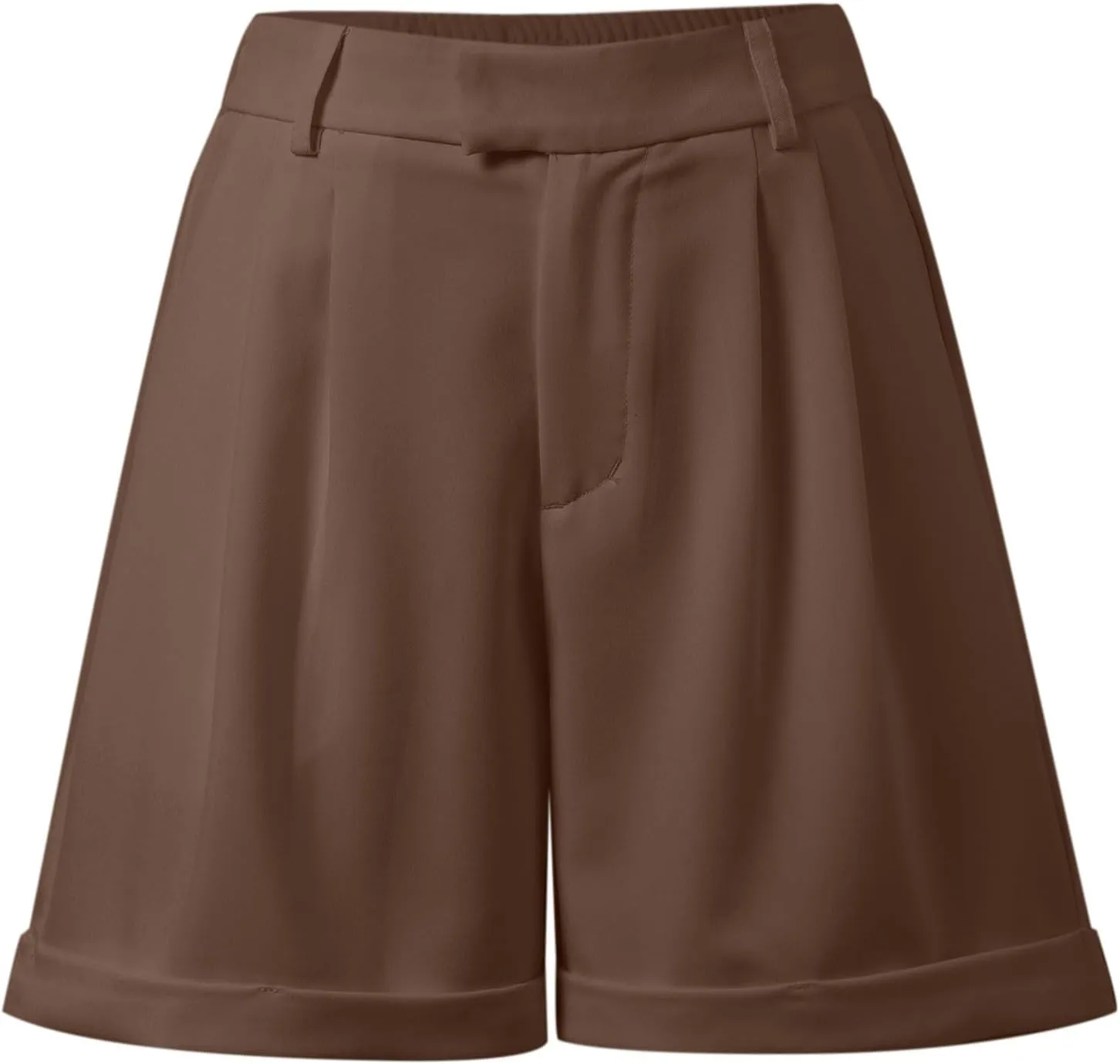 Shorts for Women Dressy Casual Summer Elastic Waist in The Back Pleated Wide Leg Tailored Work Trouser Shorts