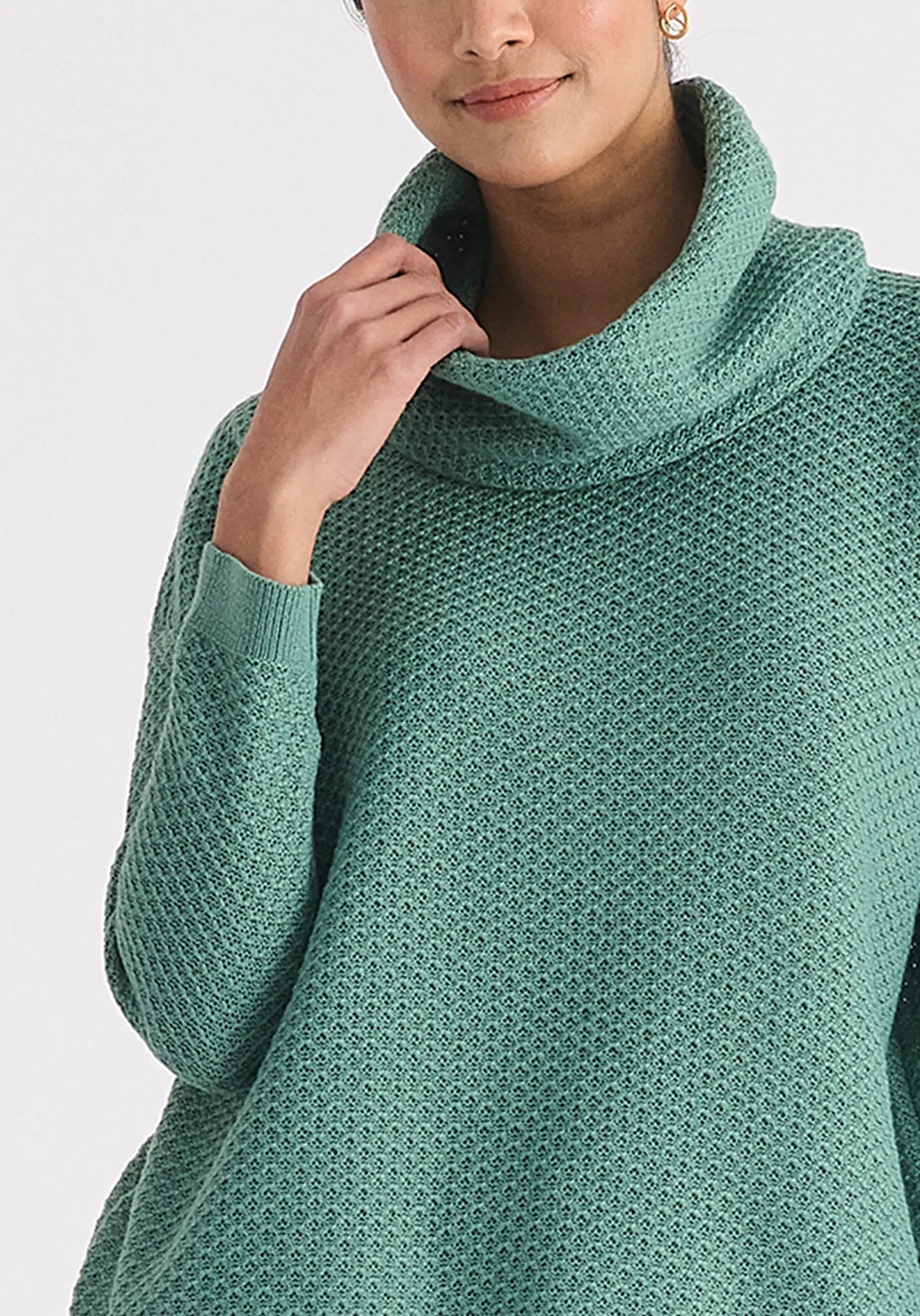 Teal Cowl Neck Jumper