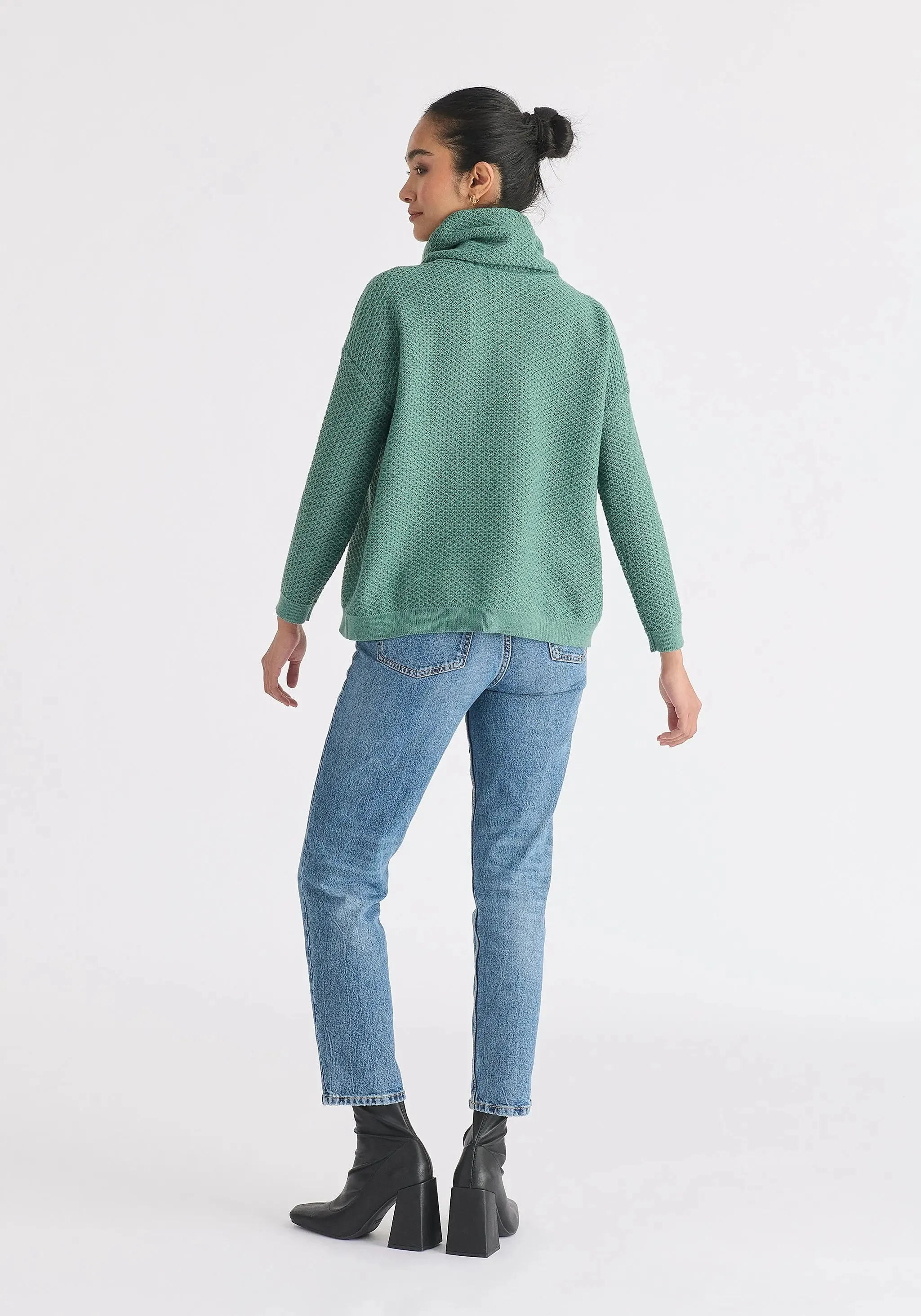 Teal Cowl Neck Jumper