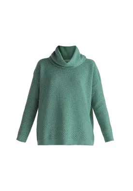 Teal Cowl Neck Jumper