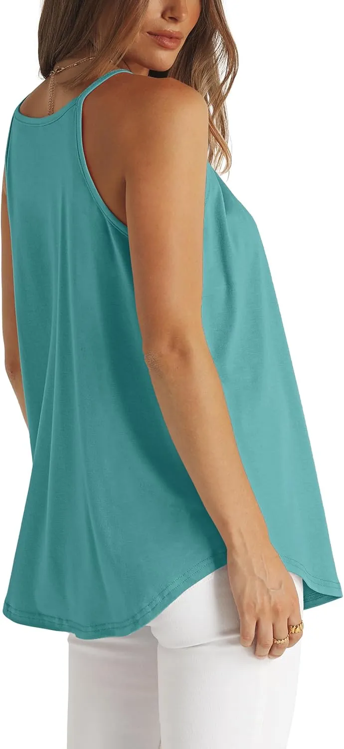 WIHOLL Womens Pleated Tank Tops Spaghetti Strap Camisole Halter Tops Curved Hem Fashion 2025