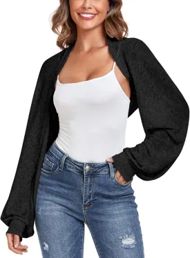 ZAFUL Women's Sheer Shrug Y2K Long Sleeve Cardigans 2025 Irregular Tie Front Bolera
